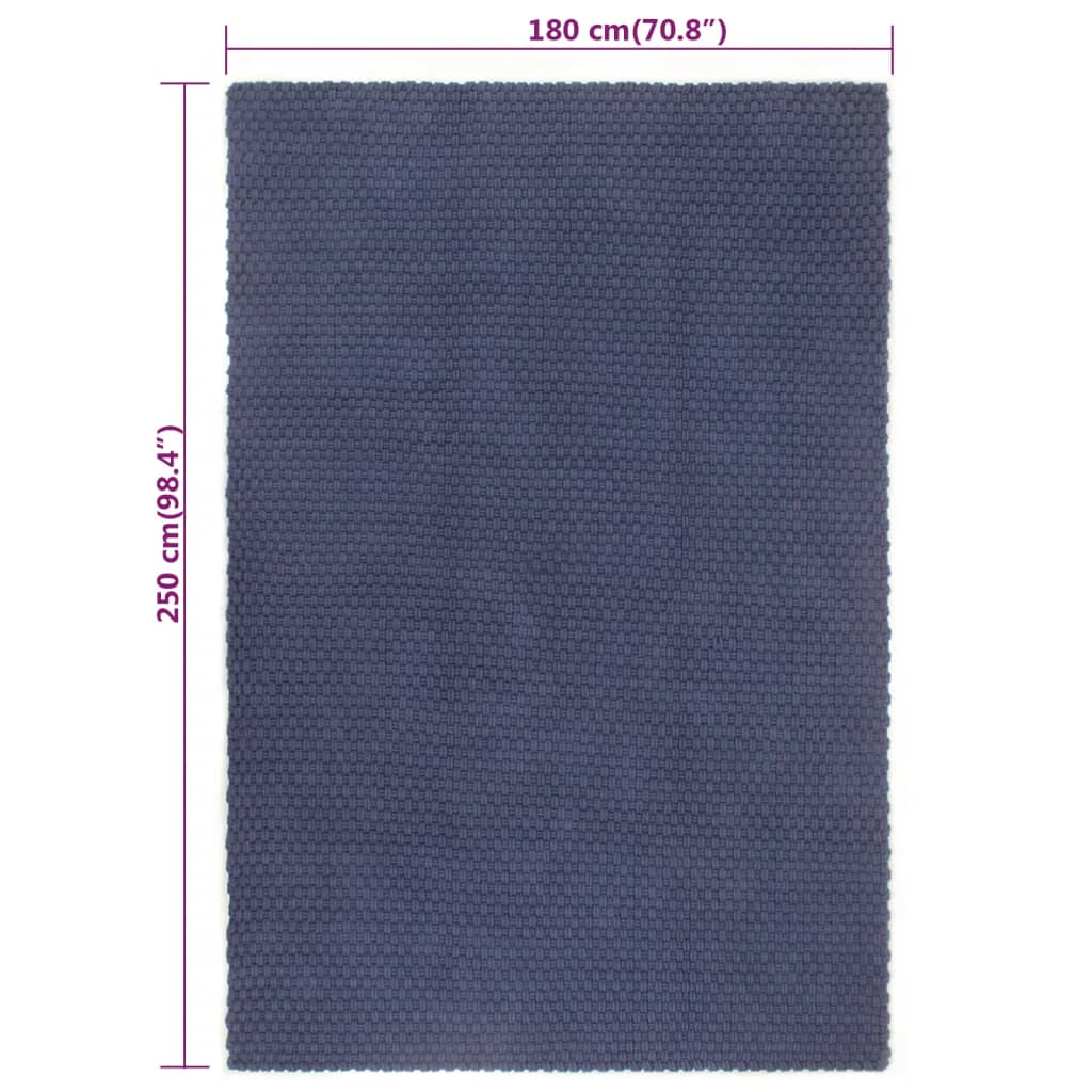 Tappeto Rettangolare Blu Marino 180x250 cm in Cotone cod mxl 66999