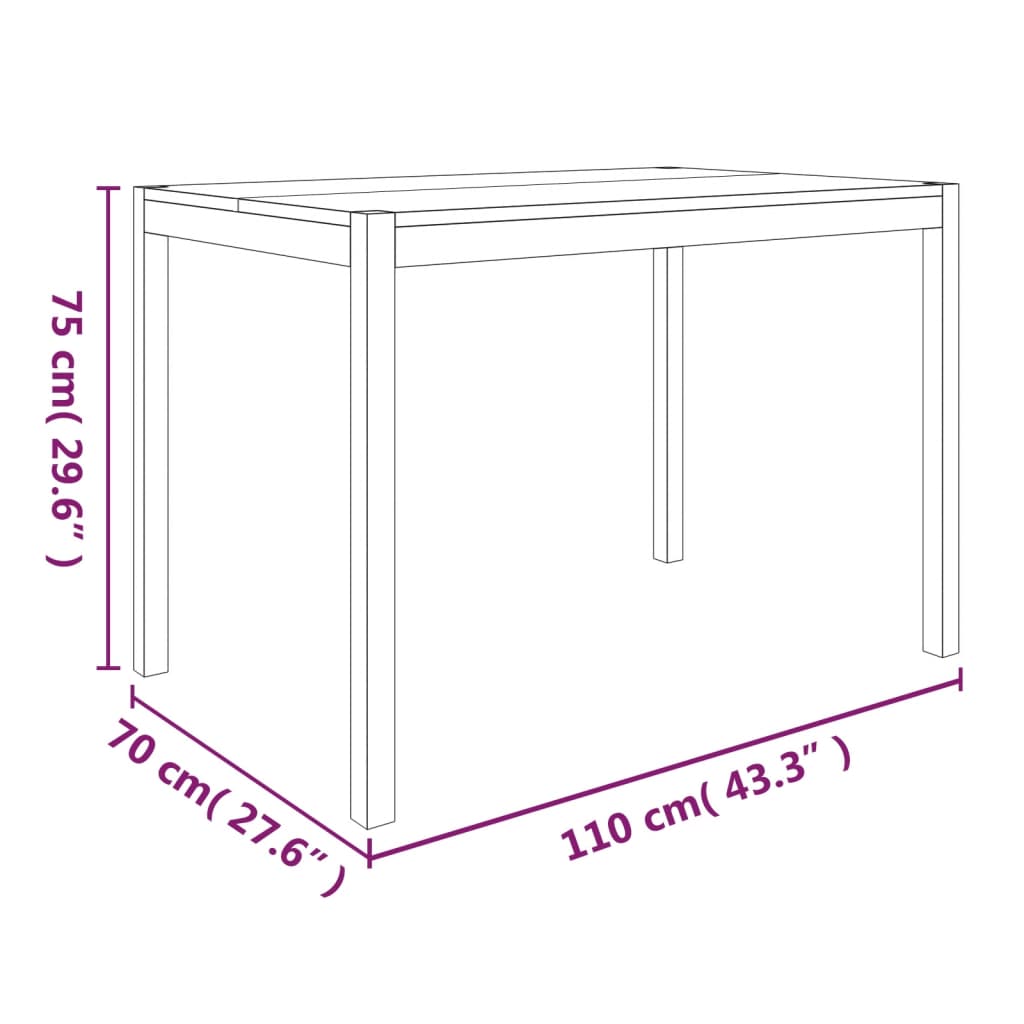 Tavolo da Pranzo 110x70x75 cm in Legno Massello di Acacia 345081