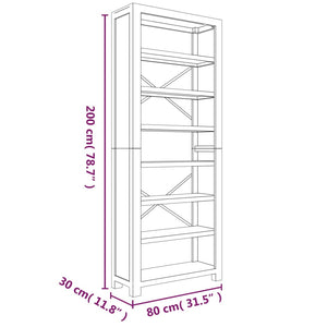 Libreria a 7 Ripiani 80x30x200 cm in Legno Massello di Acacia 345082