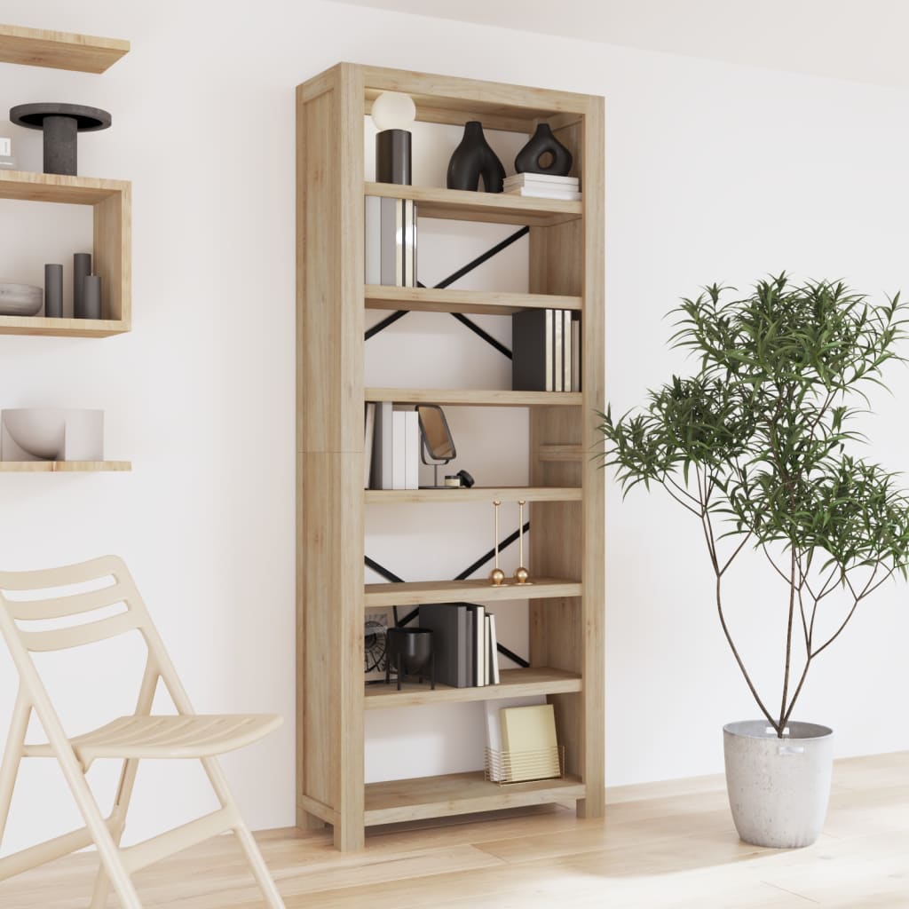 Libreria a 7 Ripiani 80x30x200 cm in Legno Massello di Acacia 345082