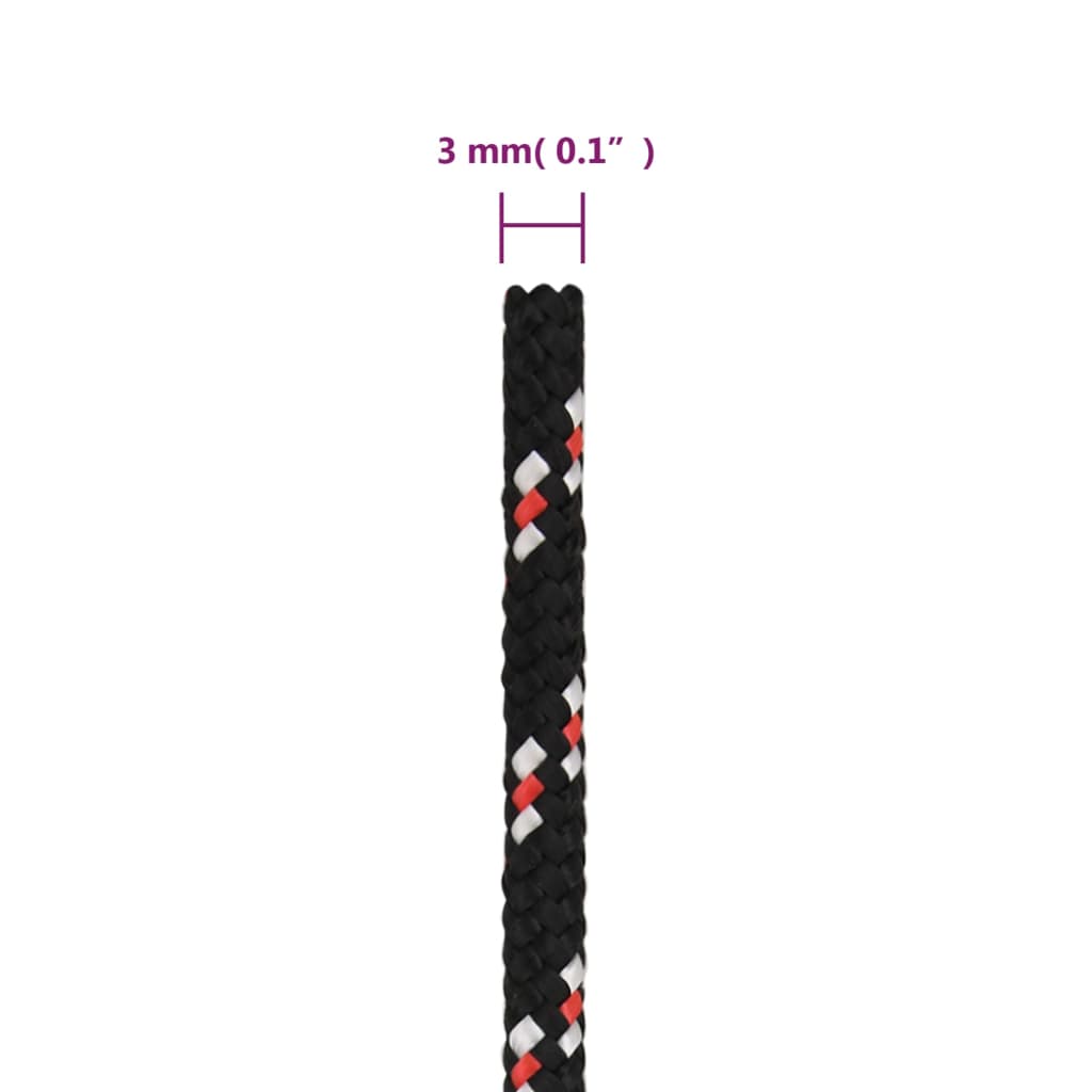 Corda Nautica Nera 3 mm 25 m in Polipropilene cod 11947