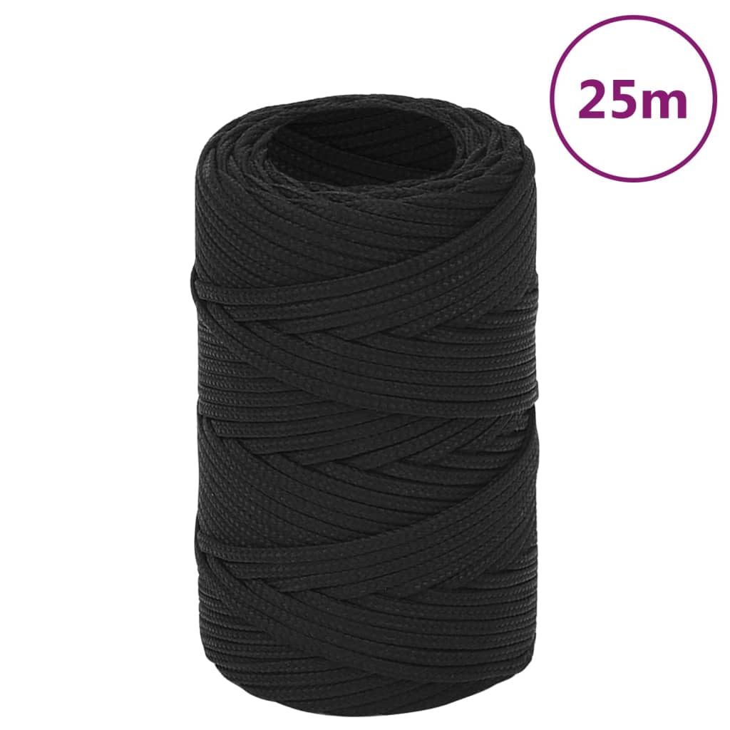 Corda Nautica Completamente Nera 2 mm 25 m in Polipropilene