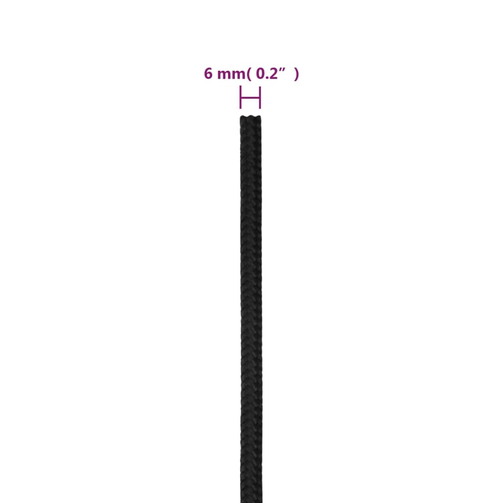 Corda Nautica Completamente Nera 6 mm 25 m in Polipropilene cod mxl 47275