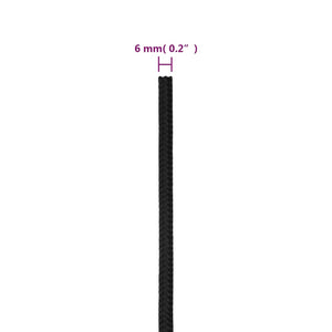 Corda Nautica Completamente Nera 6 mm 500 m in Polipropilene