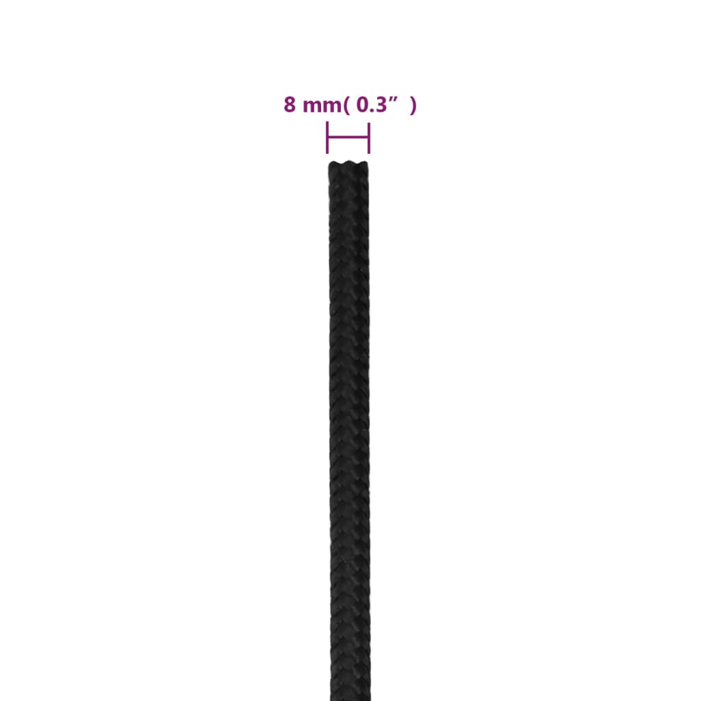 Corda Nautica Completamente Nera 8 mm 25 m in Polipropilene 152501