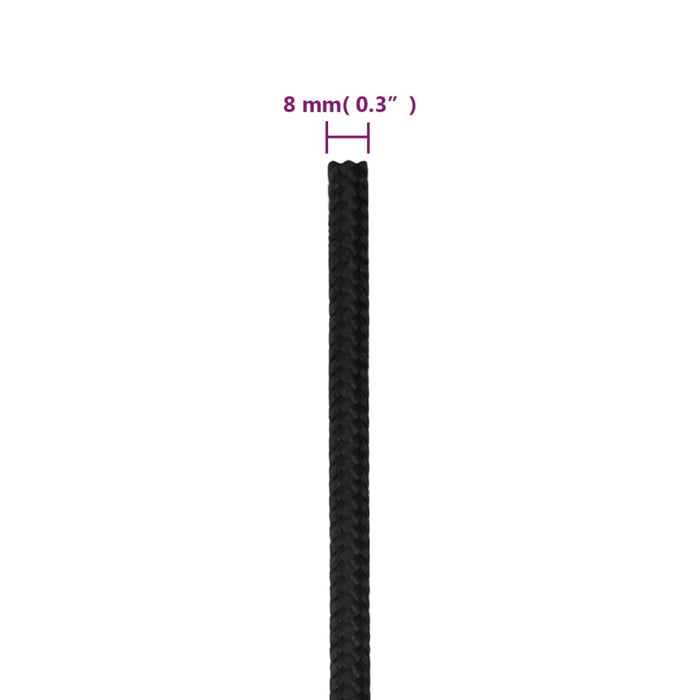 Corda Nautica Completamente Nera 8 mm 500 m in Polipropilene cod mxl 42890