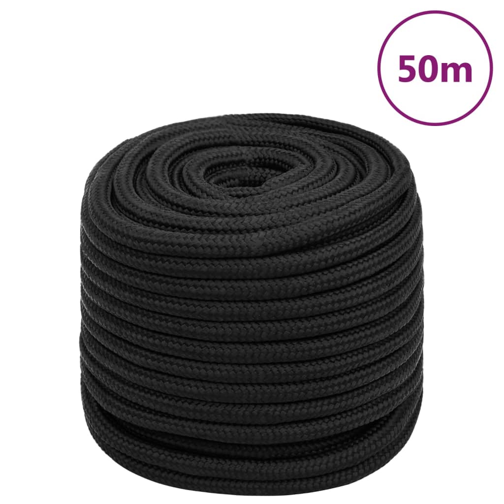 Corda Nautica Completamente Nera 16 mm 50 m in Polipropilene