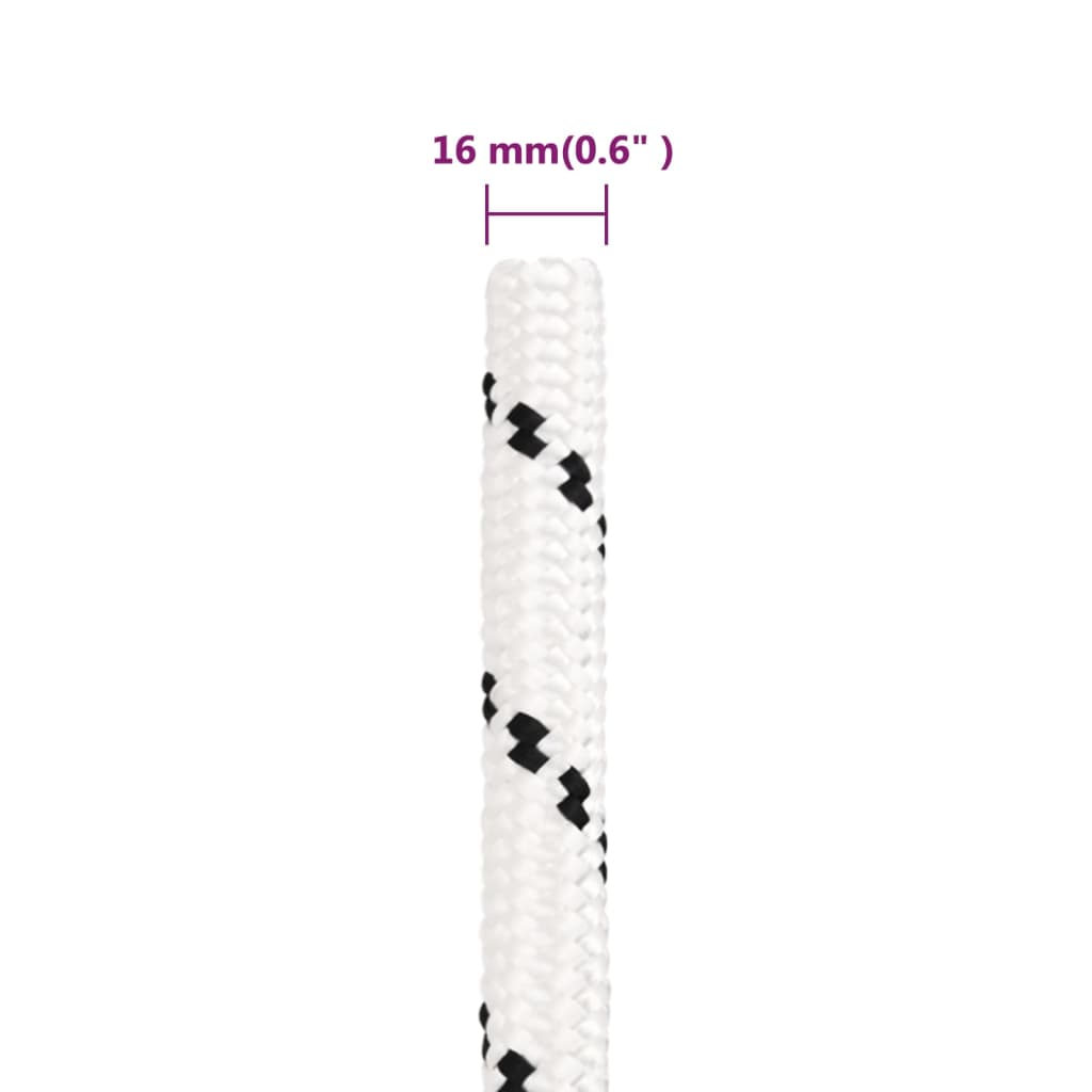 Corda Intrecciata per Barca Bianca 16 mm x 25 m Poliestere 152783