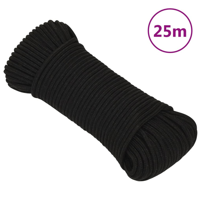 Corda da Lavoro Nera 3 mm 25 m in Poliestere cod 12451