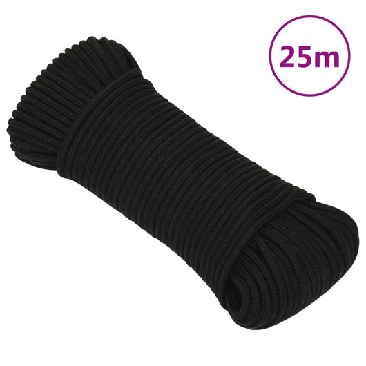 Corda da Lavoro Nera 5 mm 25 m in Poliestere cod mxl 48495