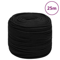 Corda da Lavoro Nera 6 mm 25 m in Poliestere cod mxl 44834