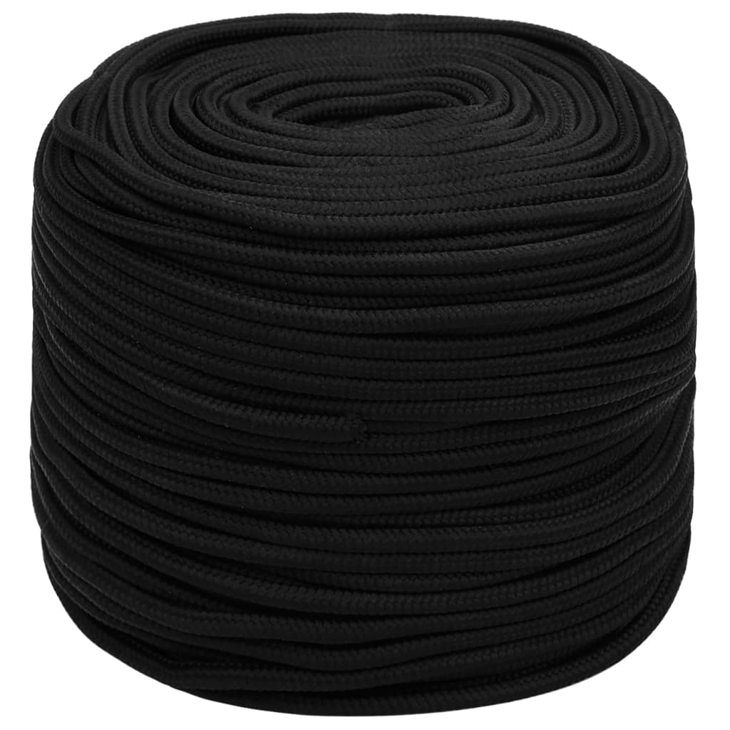 Corda da Lavoro Nera 6 mm 25 m in Poliestere cod mxl 44834