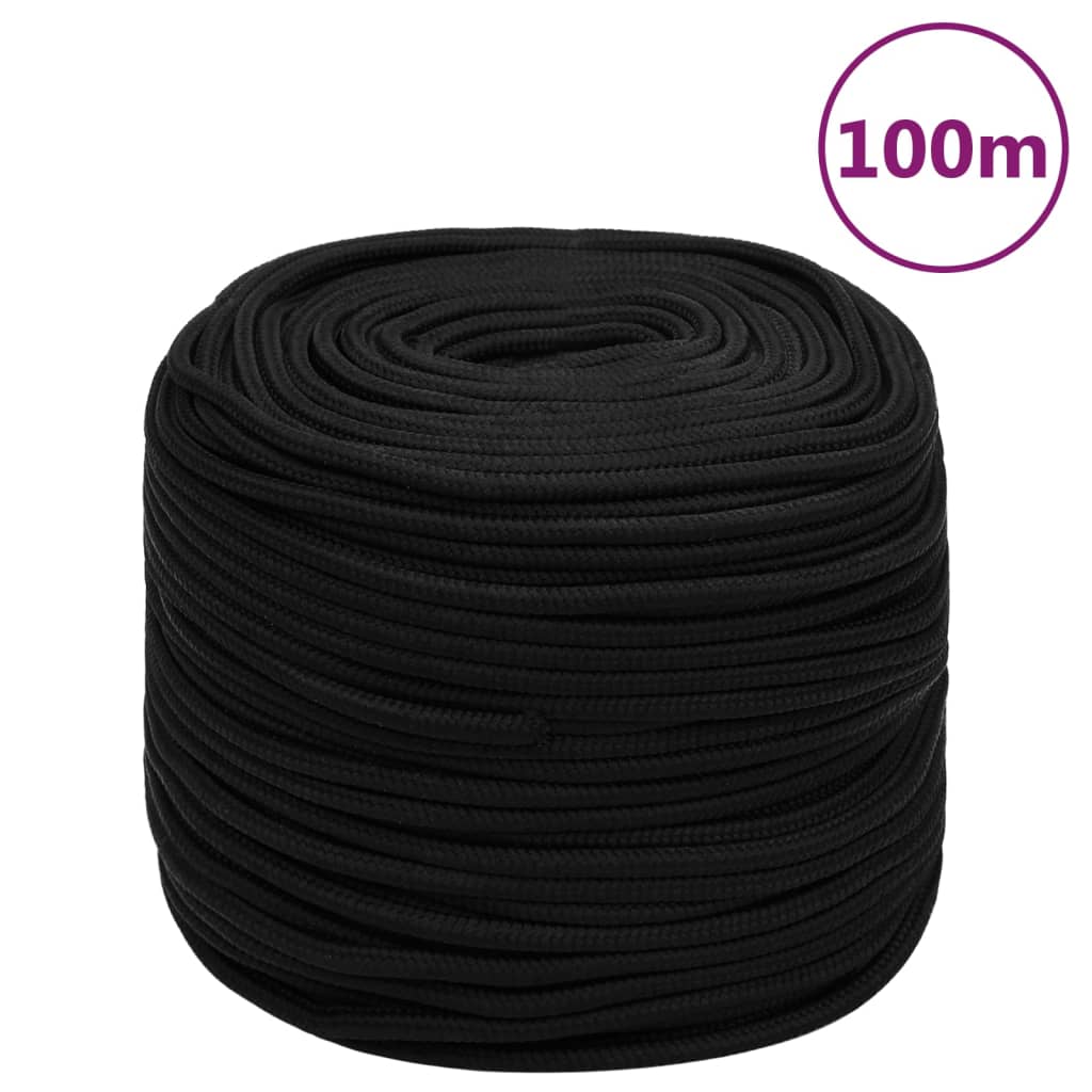 Corda da Lavoro Nera 6 mm 100 m in Poliestere cod mxl 41696