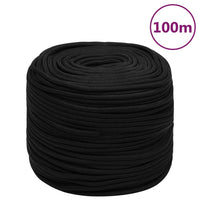 Corda da Lavoro Nera 6 mm 100 m in Poliestere cod mxl 41696