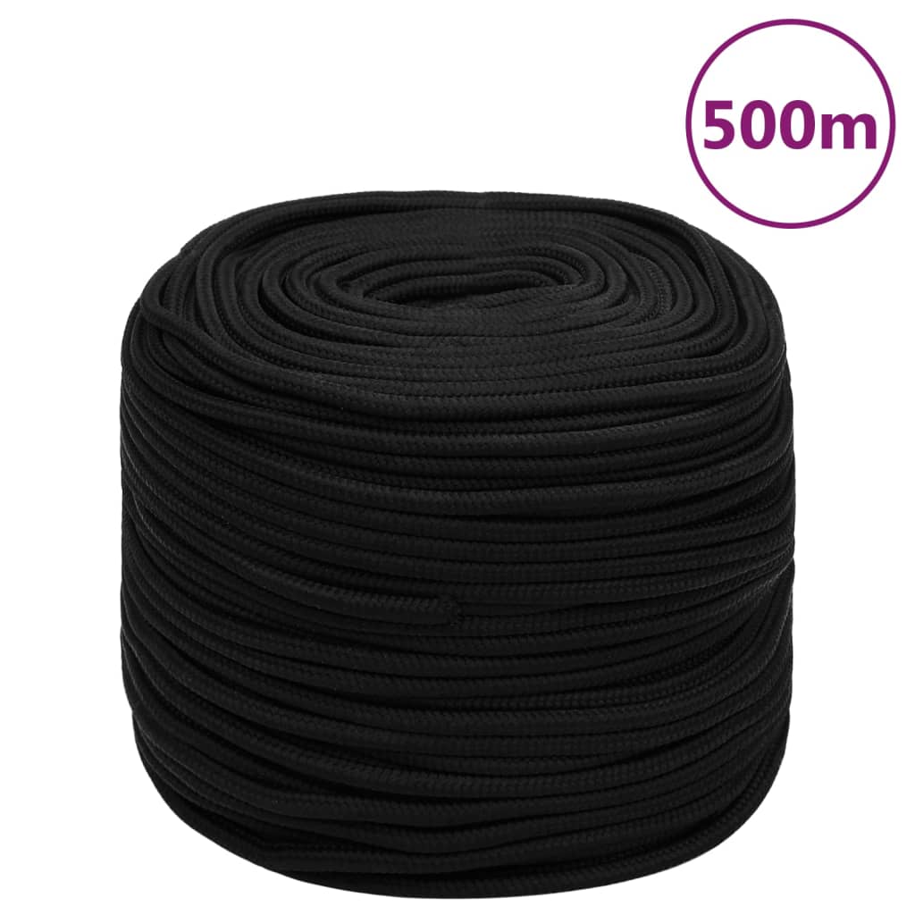 Corda da Lavoro Nera 6 mm 500 m in Poliestere cod 12455