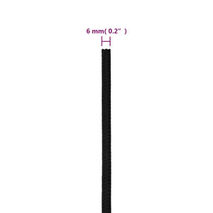 Corda da Lavoro Nera 6 mm 500 m in Poliestere cod 12455