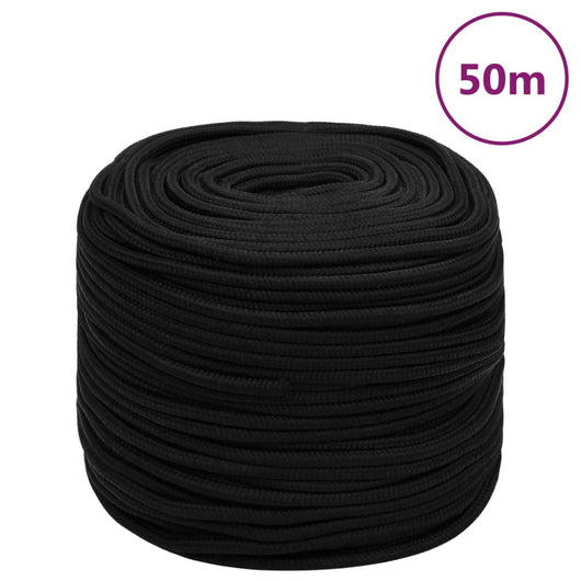 Corda da Lavoro Nera 10 mm 50 m in Poliestere cod mxl 42680