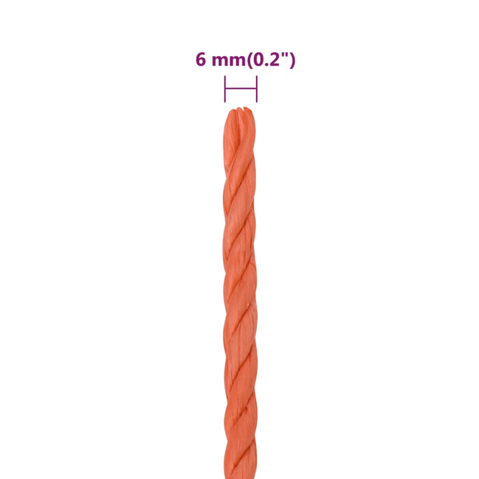 Corda da Lavoro Arancione 6 mm 100 m in Polipropilene 152925