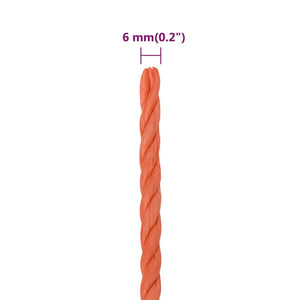 Corda da Lavoro Arancione 6 mm 250 m in Polipropilene