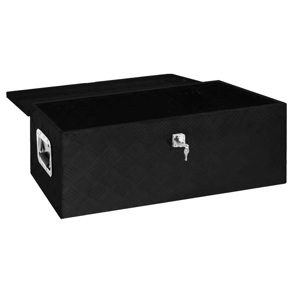 Contenitore Portaoggetti Nero 90x47x33,5 cm in Alluminio 152255