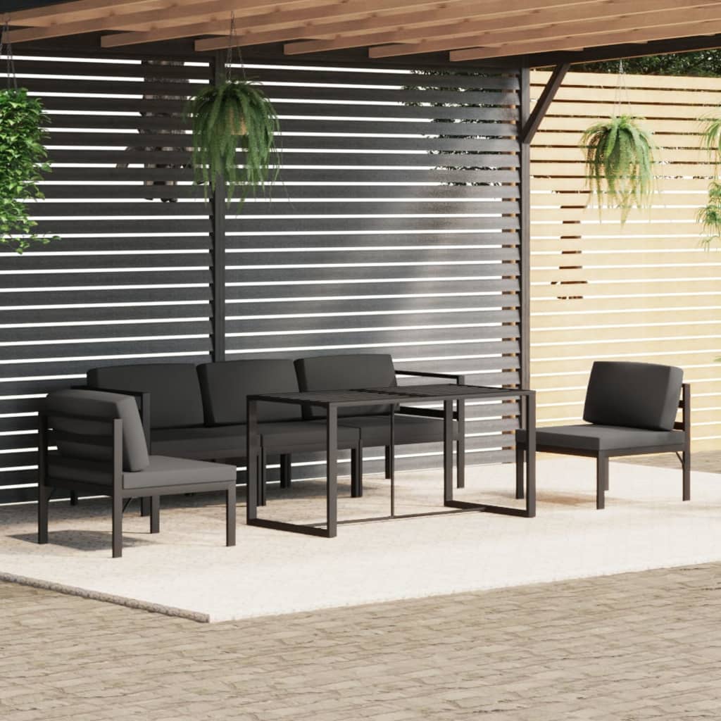 Set Divani da Giardino 6 pz con Cuscini in Alluminio Antracite 3115919