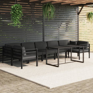 Set Divani da Giardino 8 pz con Cuscini in Alluminio Antracite 3115926