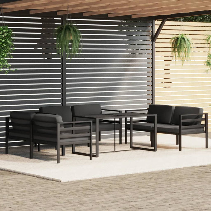 Set Divani da Giardino 7 pz con Cuscini in Alluminio Antracite cod mxl 35806