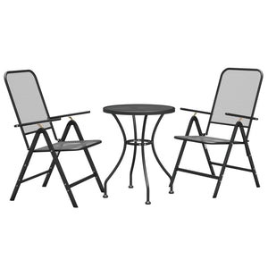 Set da Pranzo per Giardino 3pz Rete Metallica Espansa Antracite