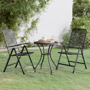 Set da Pranzo per Giardino 3pz Rete Metallica Espansa Antracite