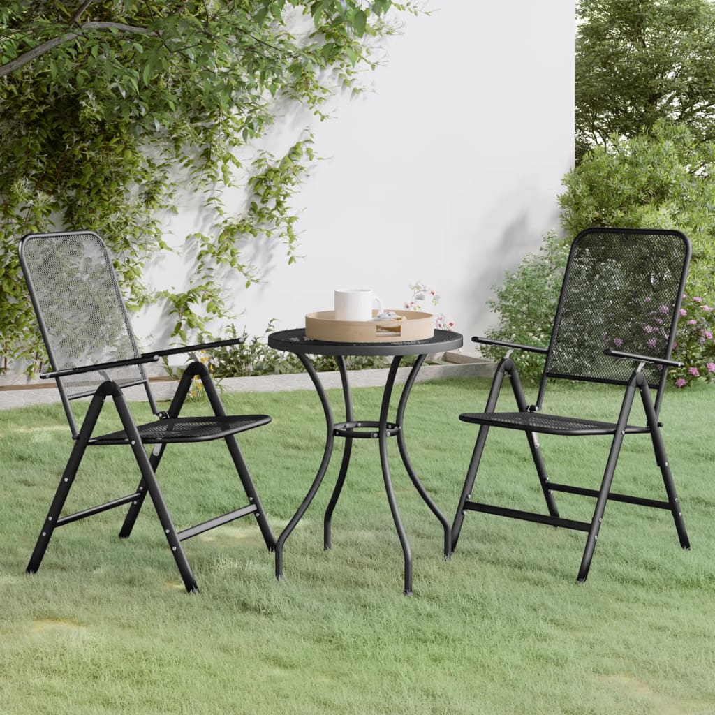 Set da Pranzo per Giardino 3pz Rete Metallica Espansa Antracite 3084709