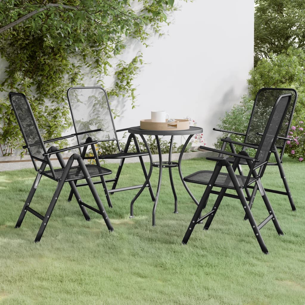 Set da Pranzo per Giardino 5pz Rete Metallica Espansa Antracite cod mxl 34857