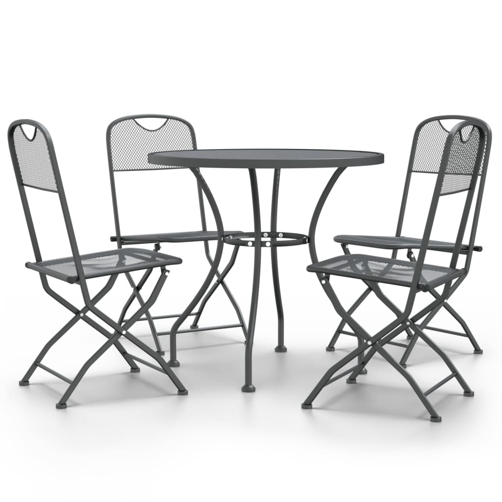 Set da Pranzo per Giardino 5pz Rete Metallica Espansa Antracite cod mxl 49322