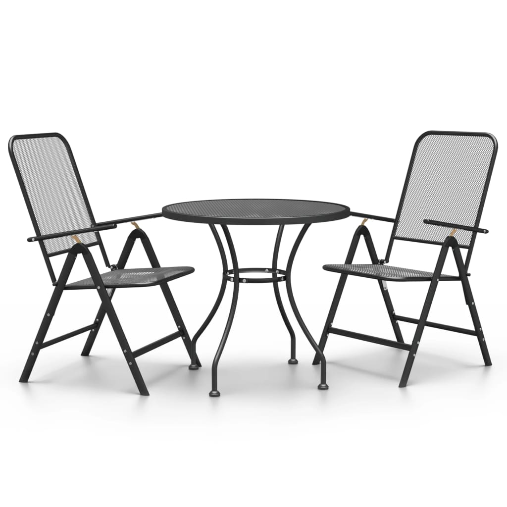 Set da Pranzo per Giardino 3pz Rete Metallica Espansa Antracite cod mxl 42240