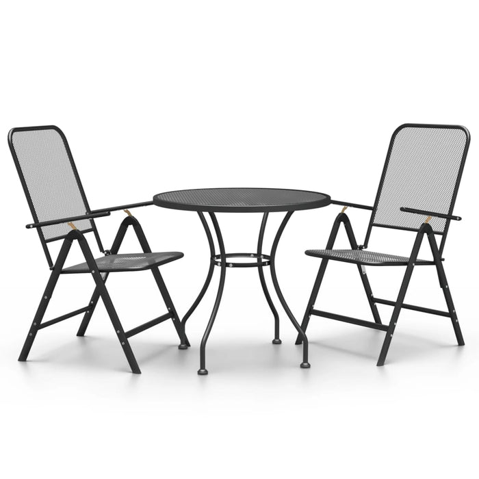 Set da Pranzo per Giardino 3pz Rete Metallica Espansa Antracite cod mxl 42240