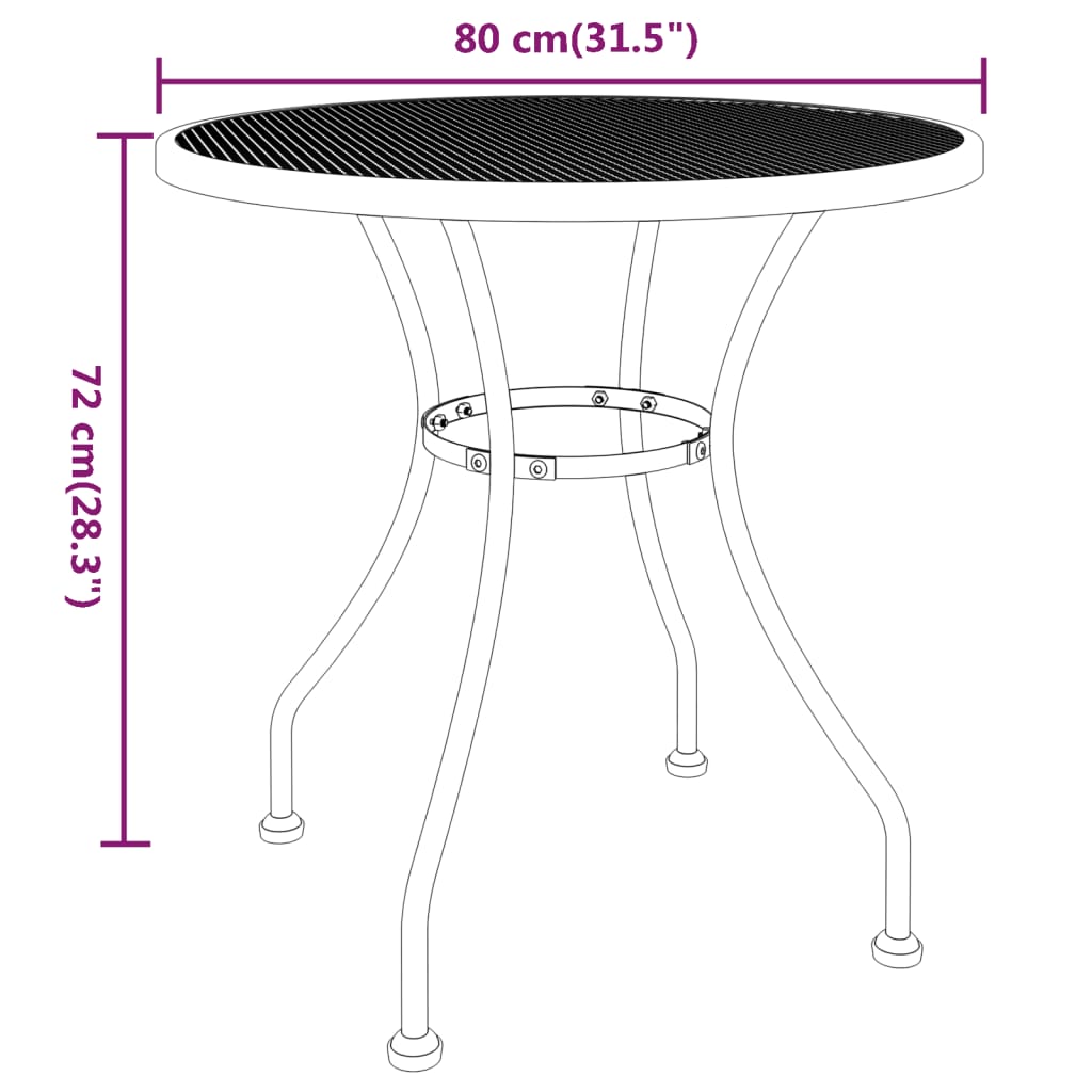 Set da Pranzo per Giardino 5pz Rete Metallica Espansa Antracite cod mxl 32089