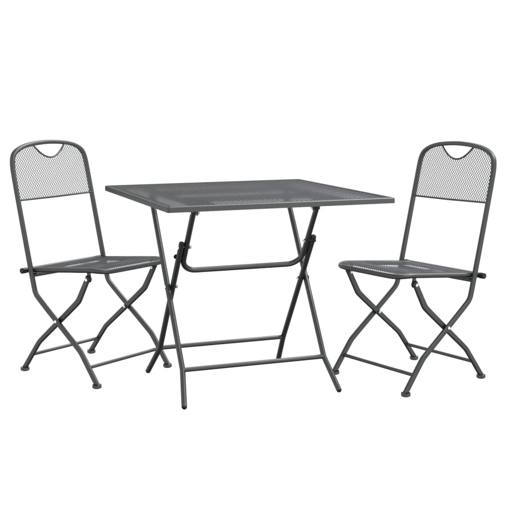 Set da Pranzo per Giardino 3pz Rete Metallica Espansa Antracite cod mxl 39453