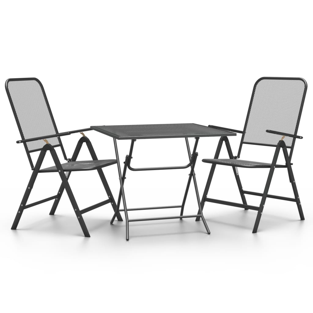 Set da Pranzo per Giardino 3pz Rete Metallica Espansa Antracite cod mxl 39457