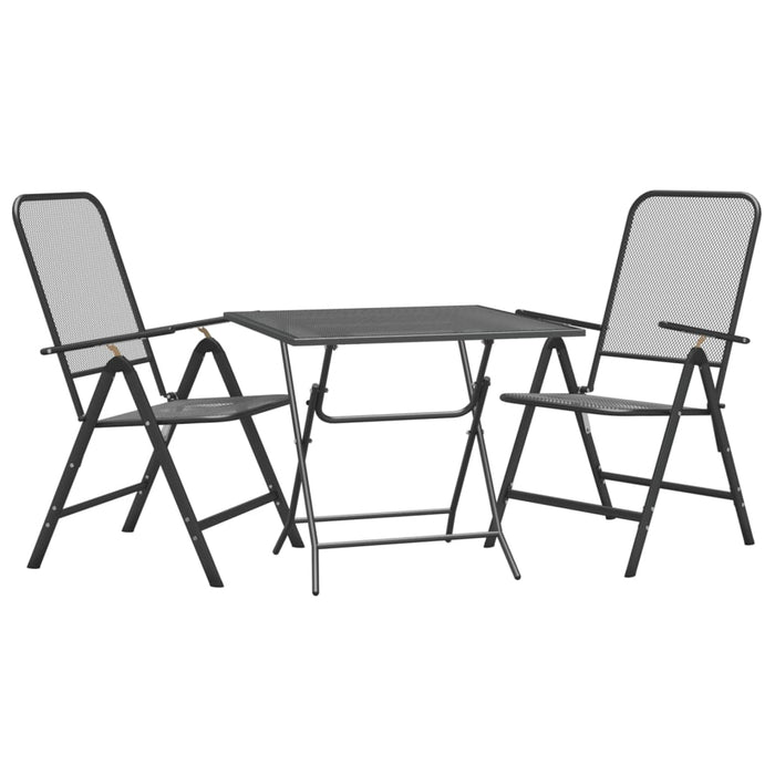 Set da Pranzo per Giardino 3pz Rete Metallica Espansa Antracite cod mxl 39457