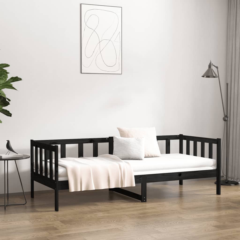 Dormeuse Nera 90x190 cm in Legno Massello di Pino cod mxl 54246