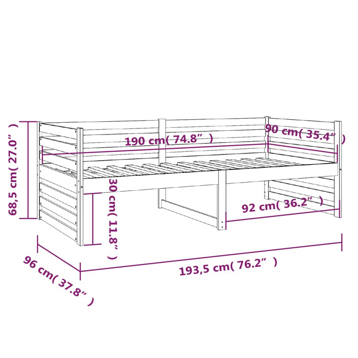 Dormeuse Miele 90x190 cm in Legno Massello di Pino 814652