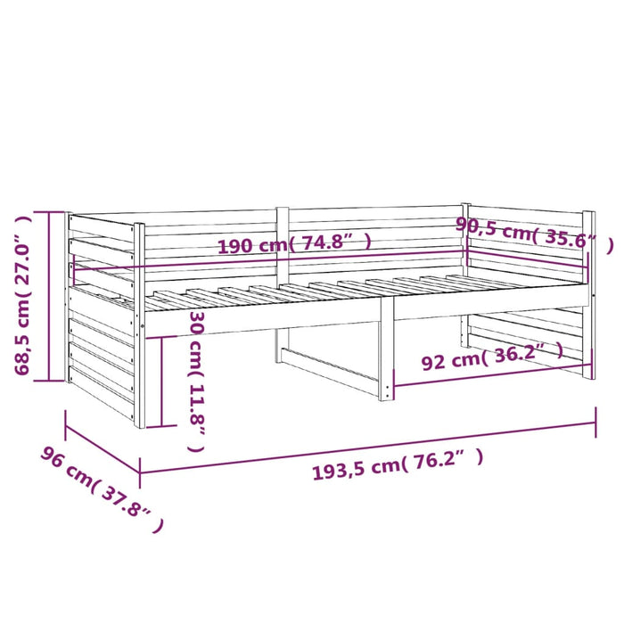 Dormeuse Nera 90x190 cm in Legno Massello di Pino 814653