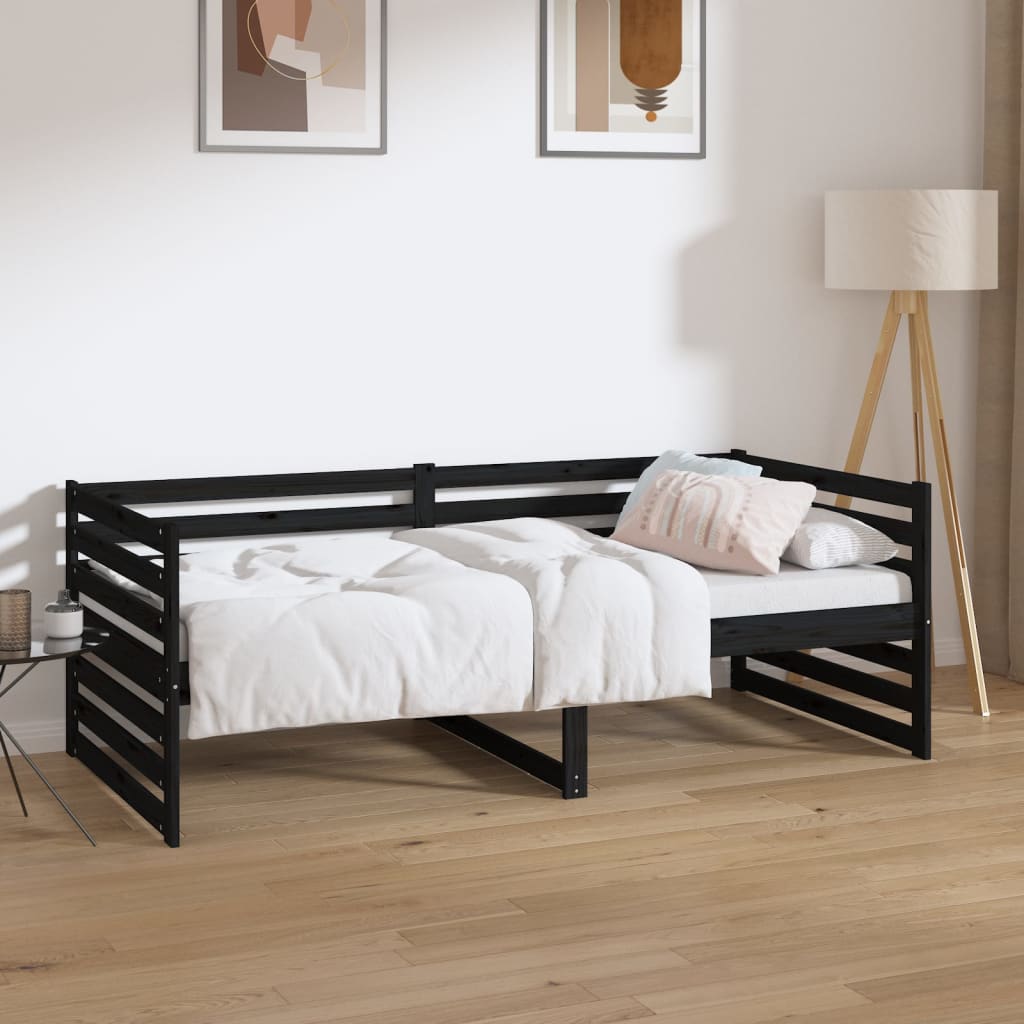 Dormeuse Nera 90x190 cm in Legno Massello di Pino 814653