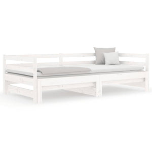 Dormeuse Estraibile Bianca 2x(90x190) cm Legno Massello di Pino 814655