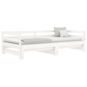 Dormeuse Estraibile Bianca 2x(90x190) cm Legno Massello di Pino 814655