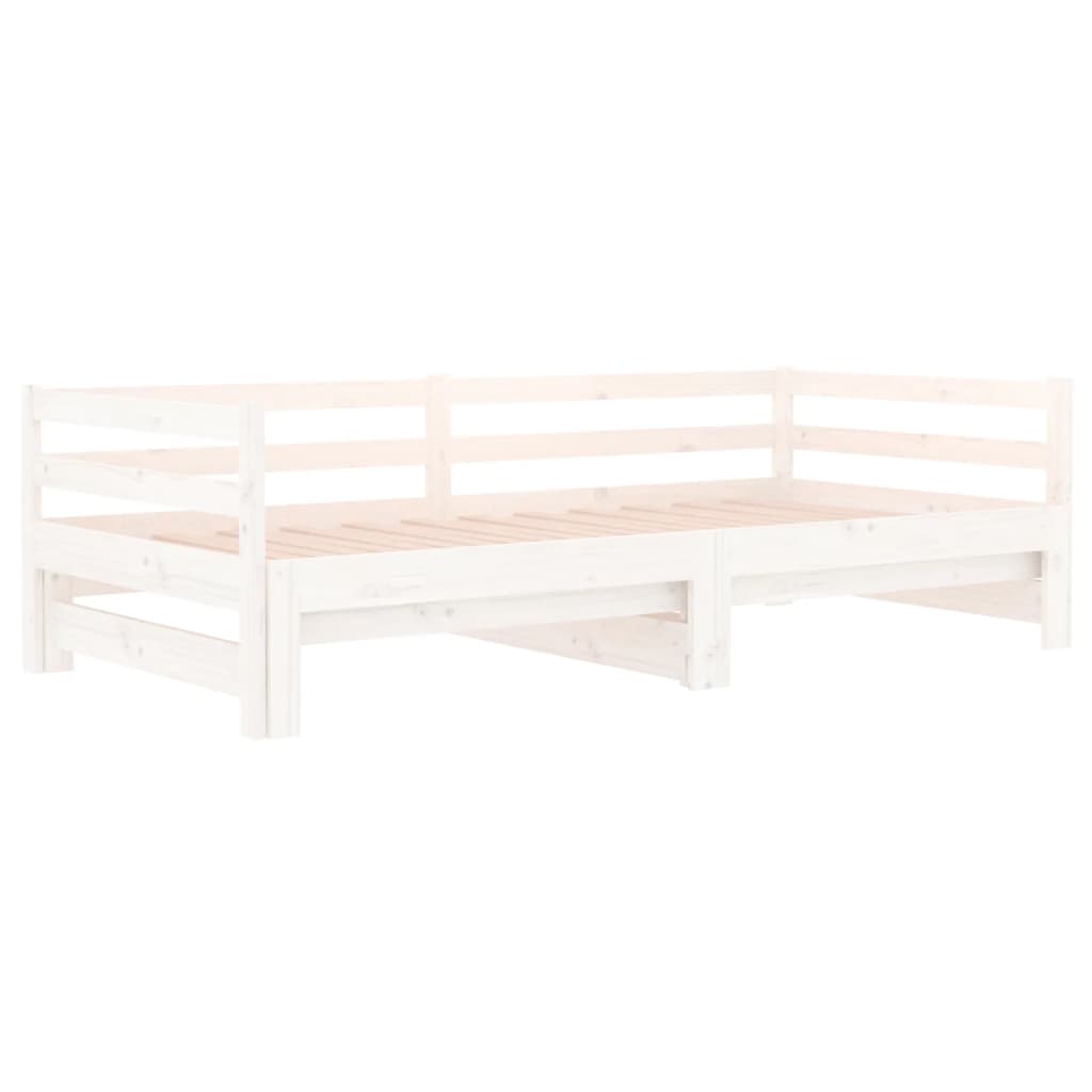 Dormeuse Estraibile Bianca 2x(90x190) cm Legno Massello di Pino 814655