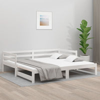 Dormeuse Estraibile Bianca 2x(90x190) cm Legno Massello di Pino 814655