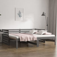 Dormeuse Estraibile Grigia 2x(90x190) cm Legno Massello di Pino 814671