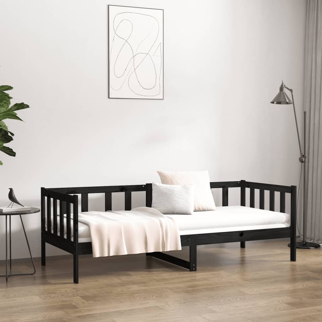 Dormeuse Nera 80x200 cm in Legno Massello di Pino cod mxl 58196