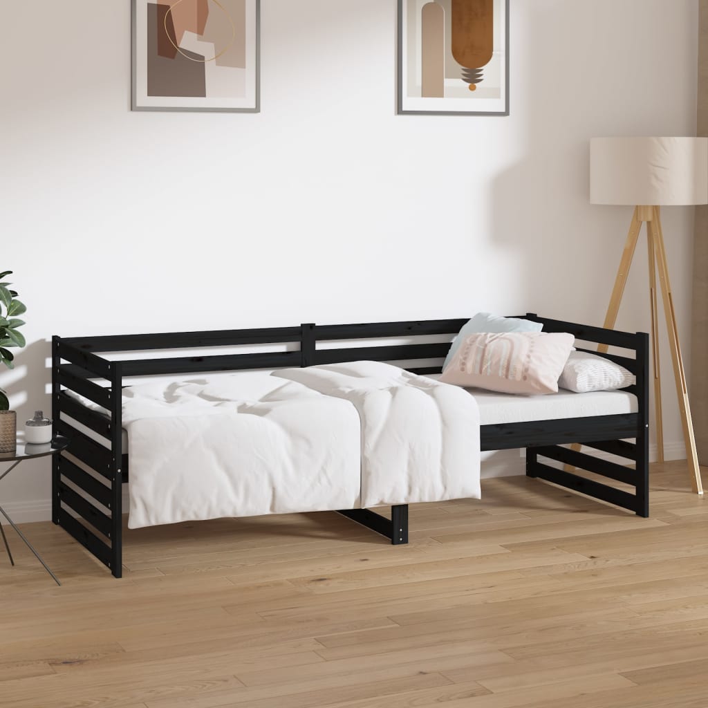 Dormeuse Nera 80x200 cm in Legno Massello di Pino 814693