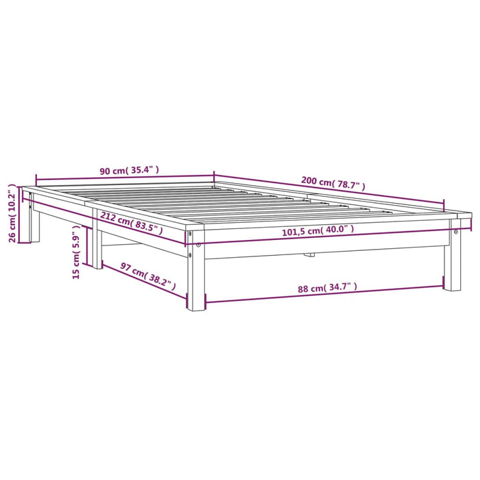 Giroletto Nero 90x200 cm in Legno Massello di Pino cod mxl 61824